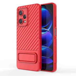 For Xiaomi Redmi Note 12 Pro 5G Global Wavy Texture TPU Phone Case with Lens Film(Red)