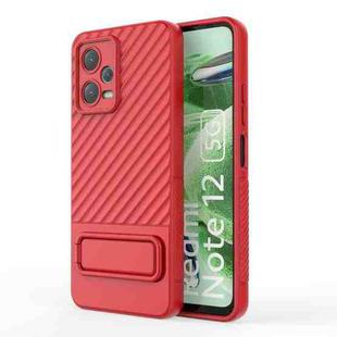 For Xiaomi Redmi Note 12 4G Global Wavy Texture TPU Phone Case with Lens Film(Red)