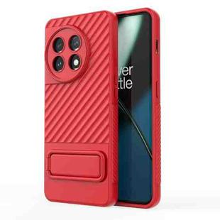 For OnePlus 11 5G Wavy Texture TPU Phone Case with Lens Film(Red)