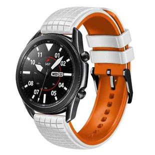 20mm Universal Mesh Two-Tone Silicone Watch Band(White Orange)
