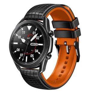 20mm Universal Mesh Two-Tone Silicone Watch Band(Black Orange)