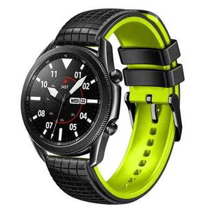 20mm Universal Mesh Two-Tone Silicone Watch Band(Black Lime)