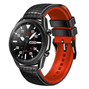 22mm Universal Mesh Two-Tone Silicone Watch Band(Black Red)