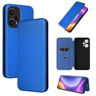 For Xiaomi Redmi Note 12 Turbo Carbon Fiber Texture Flip Leather Phone Case(Blue)