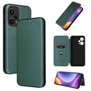 For Xiaomi Redmi Note 12 Turbo Carbon Fiber Texture Flip Leather Phone Case(Green)