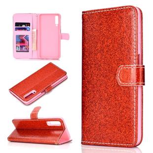 For Samsung Galaxy A7 (2018) Glitter Powder Horizontal Flip Leather Case with Card Slots & Holder & Photo Frame & Wallet(Red)