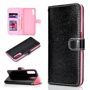 For Samsung Galaxy A7 (2018) Glitter Powder Horizontal Flip Leather Case with Card Slots & Holder & Photo Frame & Wallet(Black)