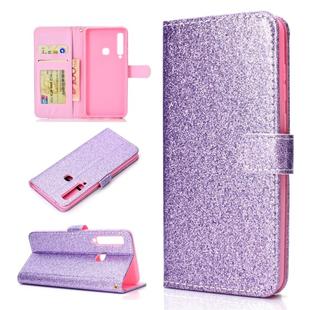 For Samsung Galaxy A9 (2018) Glitter Powder Horizontal Flip Leather Case with Card Slots & Holder & Photo Frame & Wallet(Purple)