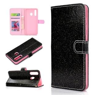For Samsung Galaxy A20e Glitter Powder Horizontal Flip Leather Case with Card Slots & Holder & Photo Frame & Wallet(Black)