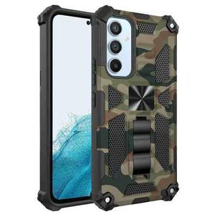 For Samsung Galaxy A54 5G Camouflage Armor Shockproof TPU + PC Magnetic Protective Phone Case with Holder(Army Green)