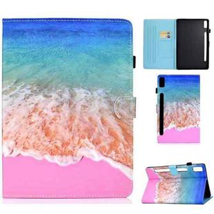 For Lenovo Tab P11 Pro Gen 2 Sewing Thread Horizontal Painted Tablet Leather Case with Pen Cover(Ocean)