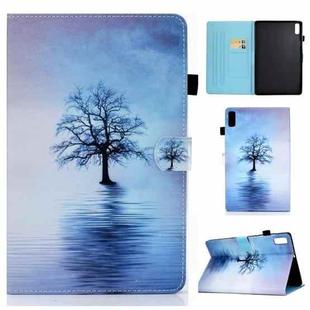 For Lenovo Tab M9 Sewing Thread Horizontal Painted Tablet Leather Case(Tree in Water)