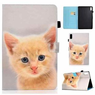 For Lenovo Tab M9 Sewing Thread Horizontal Painted Tablet Leather Case(Cute Cat)