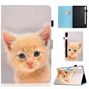 For Lenovo Tab P11 Pro Gen 2 Sewing Thread Horizontal Painted Tablet Leather Case(Cute Cat)