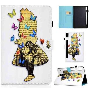 For Lenovo Tab P11 Pro Gen 2 Sewing Thread Horizontal Painted Tablet Leather Case(Girl)