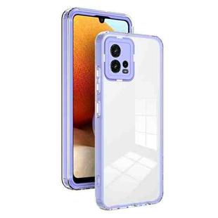 For Motorola Moto G72 5G 3 in 1 Clear TPU Color PC Frame Phone Case(Purple)