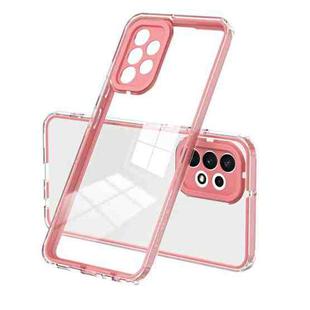 For Samsung Galaxy A72 4G/5G 3 in 1 Clear TPU Color PC Frame Phone Case(Pink)