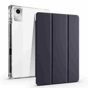 For Lenovo Tab M11 / Xiaoxin Pad 11 2024 3-fold Clear TPU Leather Tablet Case with Pen Slot(Black)