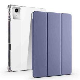 For Lenovo Tab M11 / Xiaoxin Pad 11 2024 3-fold Clear TPU Leather Tablet Case with Pen Slot(Lavender)