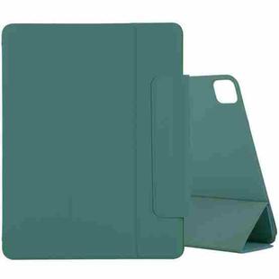 For iPad Pro 11 2022 / 2021 / iPad Pro 11 inch 2020 / Pro 11 2018 / Air 2020 10.9 Horizontal Flip Ultra-thin Double-sided Clip Active Buckle Magnetic PU Leather Tablet Case With Three-folding Holder & Sleep / Wake-up Function(Dark Green)