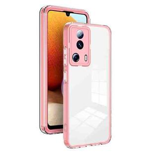 For Xiaomi 13 Lite 2023 / Civi 2 3 in 1 Clear TPU Color PC Frame Phone Case(Pink)