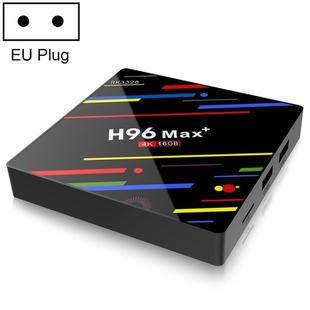 H96 Max+ 4K Ultra HD LED Display Media Player Smart TV Box with Remote Controller, Android 9.0, RK3328 Quad-Core 64bit Cortex-A53, 2GB+16GB, Support TF Card / USBx2 / AV / Ethernet, Plug Specification:EU Plug