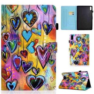 For Lenovo Tab M9 Sewing Thread Horizontal Painted Tablet Leather Case(Love)