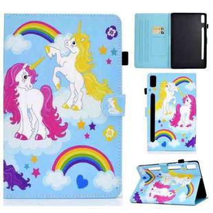 For Lenovo Tab P11 Pro Gen 2 Sewing Thread Horizontal Painted Tablet Leather Case(Colored Unicorn)