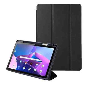 For Lenovo Tab M10 Plus 10.6 3rd Gen 2022 Solid Color 3-folding Leather Tablet Case(Black)