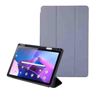 For Lenovo Tab M10 Plus 10.6 3rd Gen 2022 Solid Color 3-folding Leather Tablet Case(Lavender Grey)