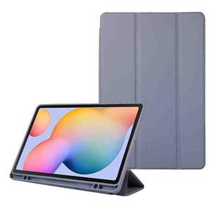 For Samsung Galaxy Tab S6 Lite Solid Color 3-folding Leather Tablet Case(Lavender Grey)