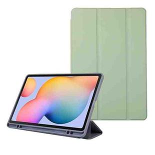 For Samsung Galaxy Tab S6 Lite Solid Color 3-folding Leather Tablet Case(Matcha Green)