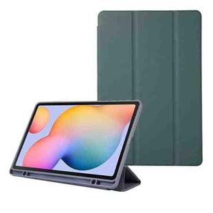 For Samsung Galaxy Tab S6 Lite/Tab S6 Lite 2022 Solid Color 3-folding Leather Tablet Case(Dark Green)