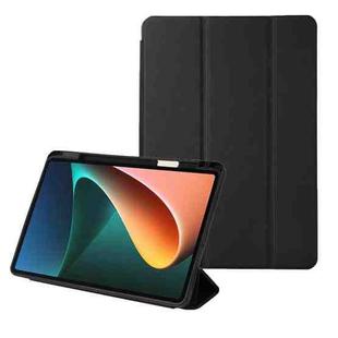 For Xiaomi Pad 5 Solid Color 3-folding Leather Tablet Case(Black)