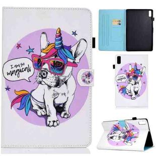 For Lenovo Tab M9 Sewing Thread Horizontal Painted Tablet Leather Case(Unicorn Dog)