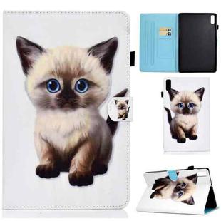 For Lenovo Tab M9 Sewing Thread Horizontal Painted Tablet Leather Case(Kitten)