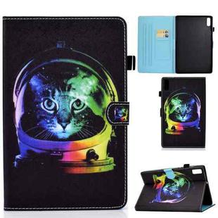 For Lenovo Tab M9 Sewing Thread Horizontal Painted Tablet Leather Case(Space Cat)