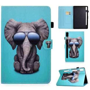 For Lenovo Tab P11 Pro Gen 2 Sewing Thread Horizontal Painted Tablet Leather Case(Glasses Elephant)