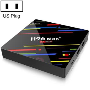 H96 Max+ 4K Ultra HD LED Display Media Player Smart TV Box with Remote Controller, Android 9.0, RK3328 Quad-Core 64bit Cortex-A53, 4GB+64GB, Support TF Card / USBx2 / AV / Ethernet, Plug Specification:US Plug