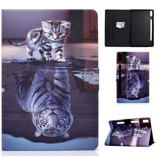For Lenovo Tab P11 Pro Gen 2 Colored Drawing Horizontal Flip Tablet Leather Case(Cat and Tiger)