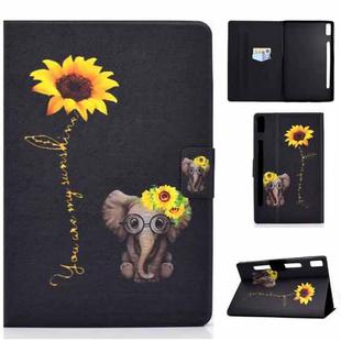 For Lenovo Tab P11 Pro Gen 2 Colored Drawing Horizontal Flip Tablet Leather Case(Chrysanthemum Elephant)
