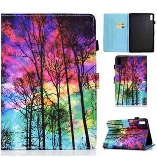For Lenovo Tab P11 Gen 2 Sewing Thread Horizontal Painted Tablet Leather Case(Forest)