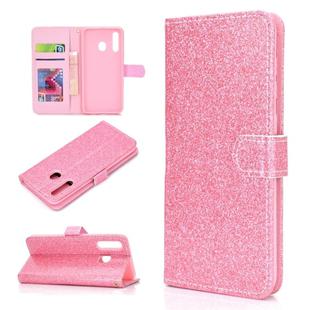 For Samsung Galaxy A30 / A20 Glitter Powder Horizontal Flip Leather Case with Card Slots & Holder & Photo Frame & Wallet(Pink)