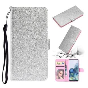 For Samsung Galaxy A31 Glitter Powder Horizontal Flip Leather Case with Card Slots & Holder & Photo Frame & Wallet(Silver)