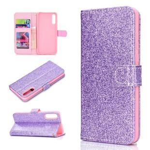 For Samsung Galaxy A50 Glitter Powder Horizontal Flip Leather Case with Card Slots & Holder & Photo Frame & Wallet(Purple)