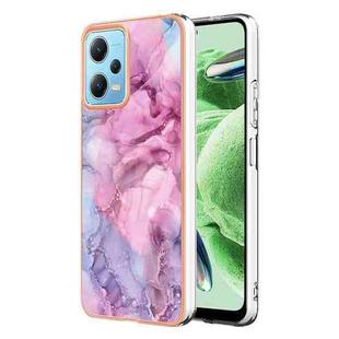 Electroplating Marble Dual-side IMD Phone Case For Xiaomi Redmi Note 12 5G Global/Note 12 5G China/Poco X5 5G(Pink 013)