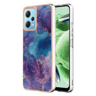 Electroplating Marble Dual-side IMD Phone Case For Xiaomi Redmi Note 12 5G Global/Note 12 5G China/Poco X5 5G(Purple 016)