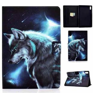 For Lenovo Tab M9 Colored Drawing Horizontal Flip Tablet Leather Case(Wolf)