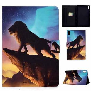 For Lenovo Tab M9 Colored Drawing Horizontal Flip Tablet Leather Case(Lion)