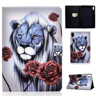 For Lenovo Tab M9 Colored Drawing Horizontal Flip Tablet Leather Case(Rose Lion)